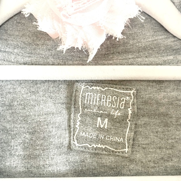 MiFresia Ruffle Blazer-style Sweatshirt with Buttons, Pockets, Grey, Medium - Picture 6 of 7